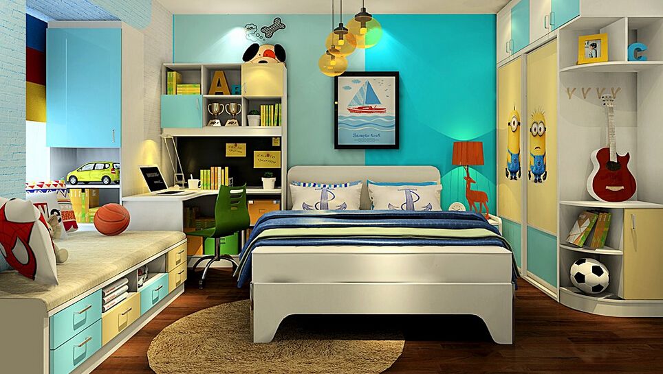 宿迁360全景效果图制作,美式儿童房装修